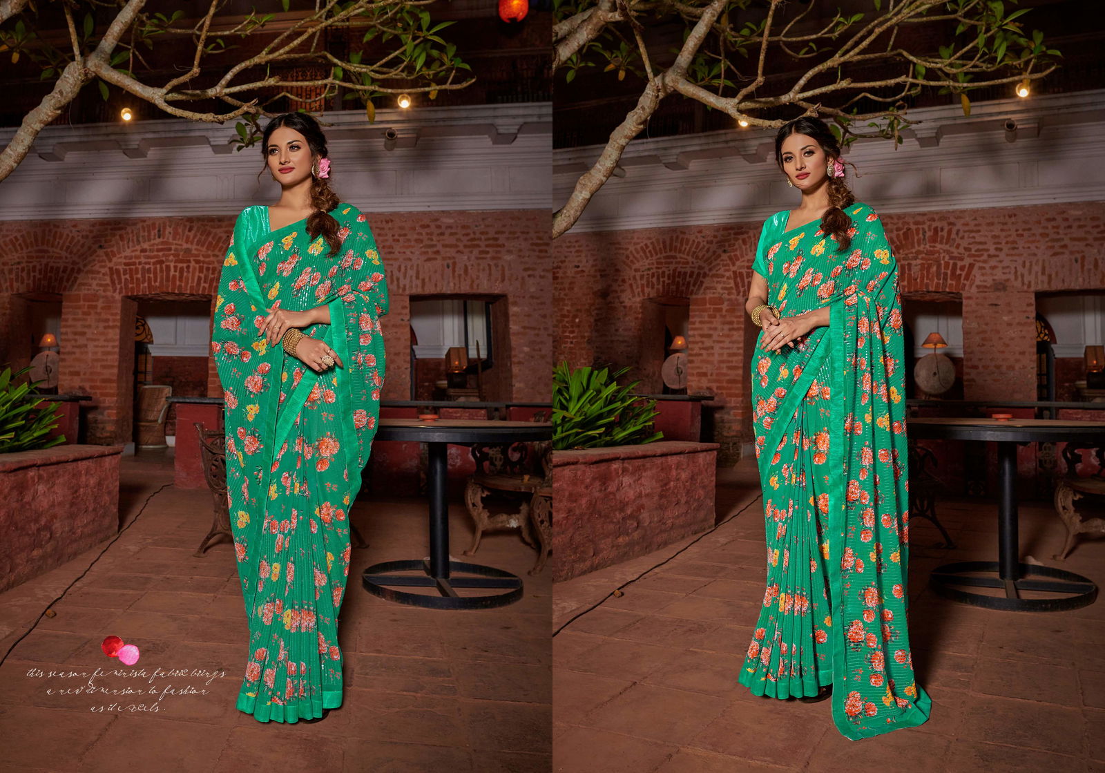 Ynf Summer Sequence New Ethnic Wear Georgette Printed  Saree Collection